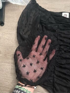 Black Star Mesh Sleeve Bodysuit